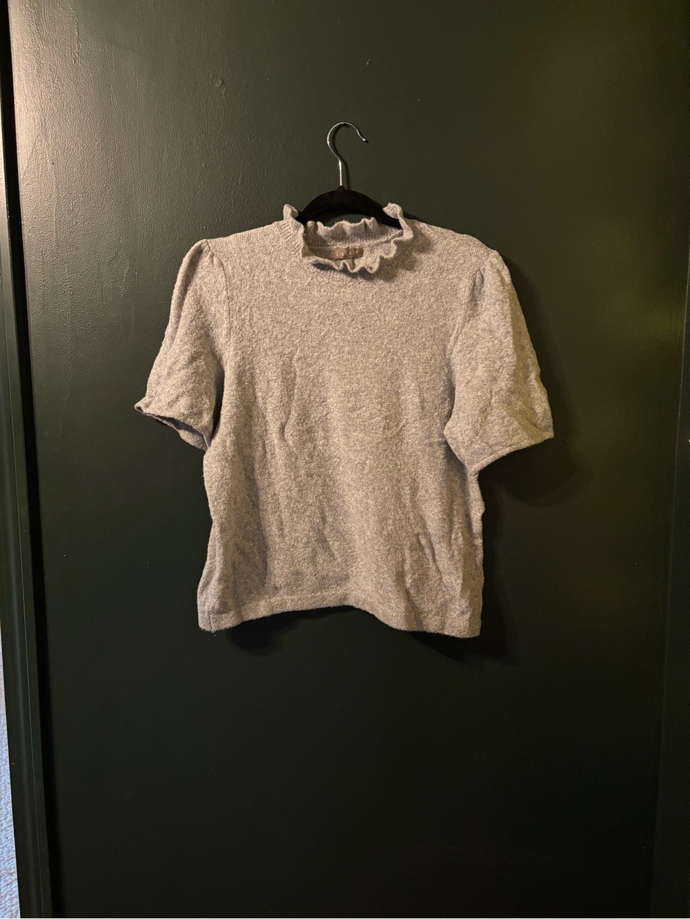 Lilla P Light Gray Ruffle Mock Neck Sweater